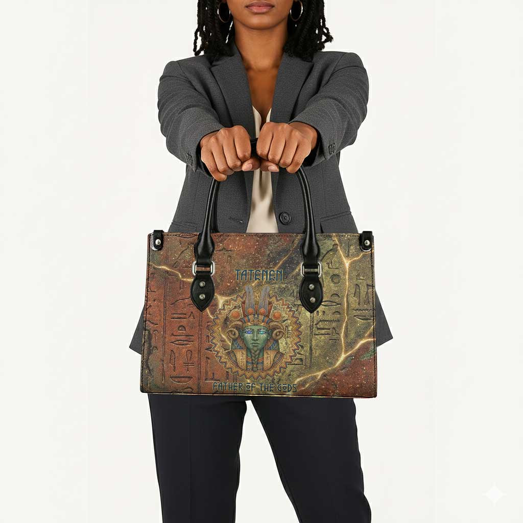 Tatenen Ancient Egyptian Leather Bag Father of the Gods Design with Minerals