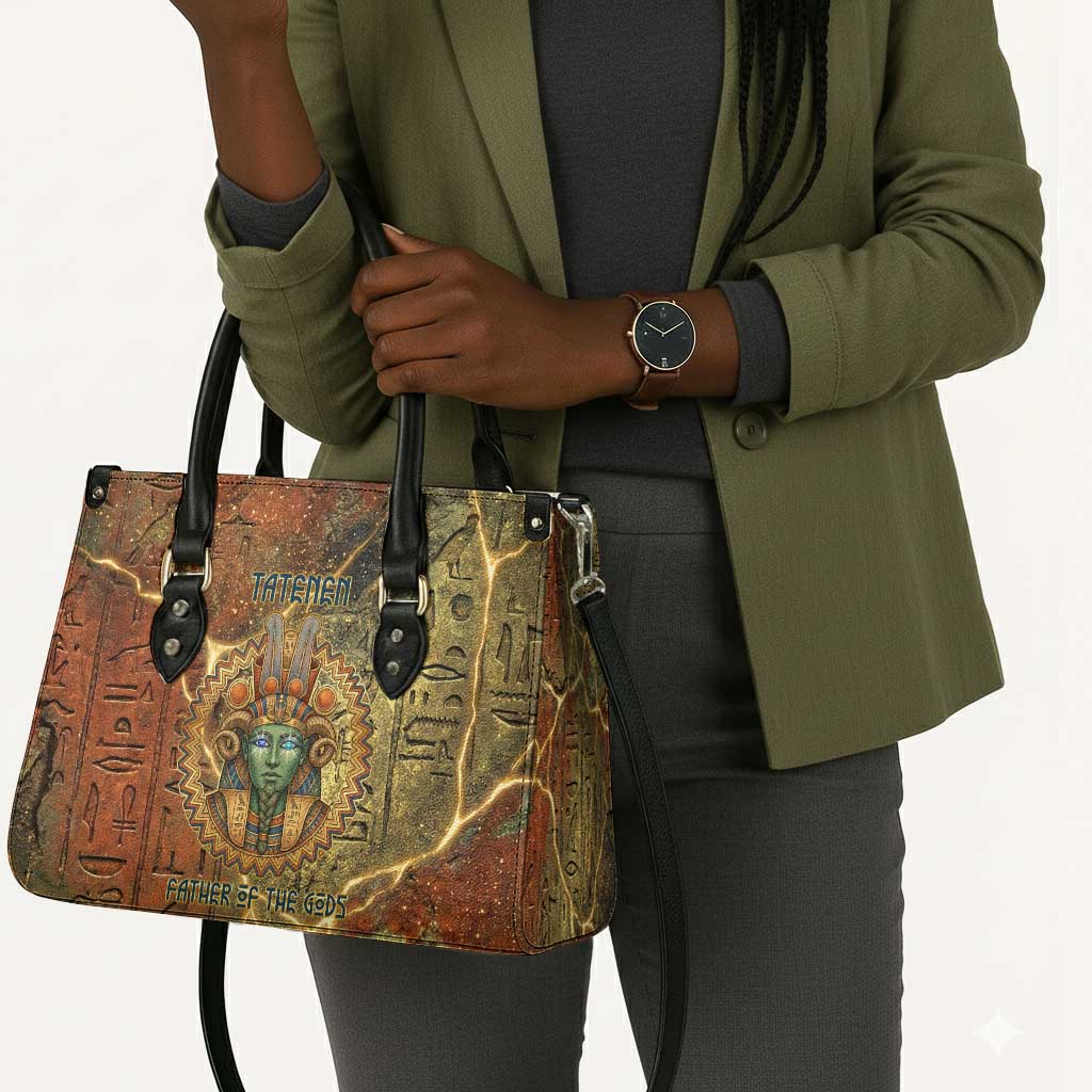 Tatenen Ancient Egyptian Leather Bag Father of the Gods Design with Minerals