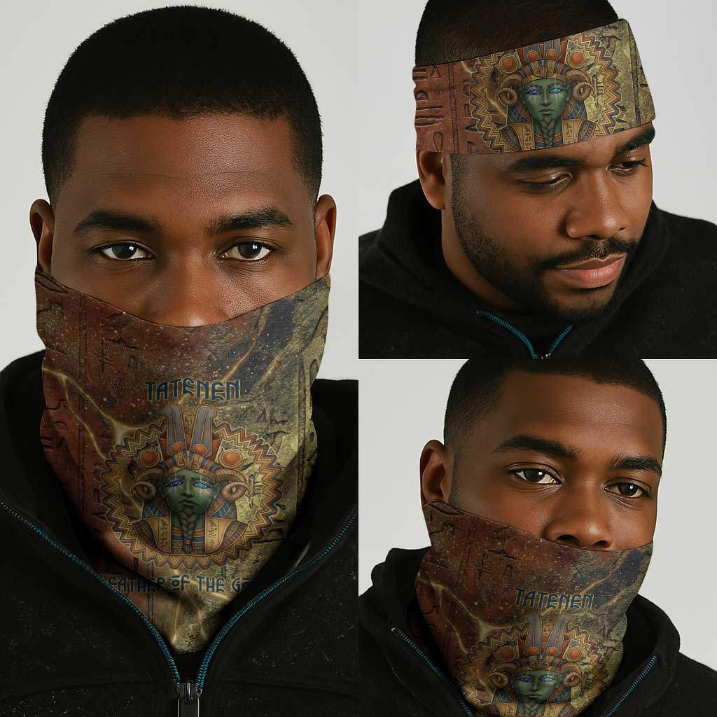 Tatenen Ancient Egyptian Neck Gaiter Father of the Gods Design with Minerals
