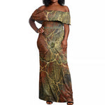 Tatenen Ancient Egyptian Off Shoulder Maxi Dress Father of the Gods Design with Minerals