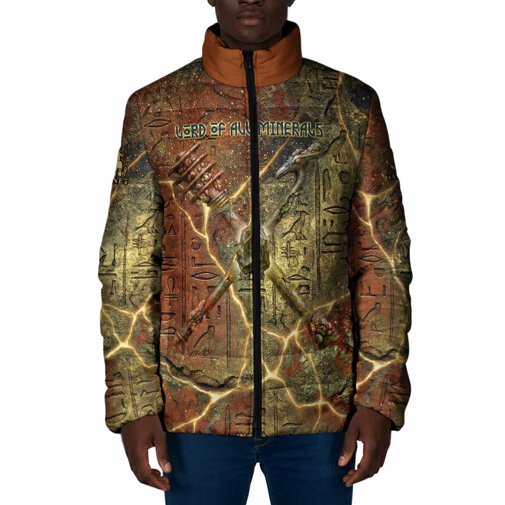 Tatenen Ancient Egyptian Padded Jacket Father of the Gods Design with Minerals