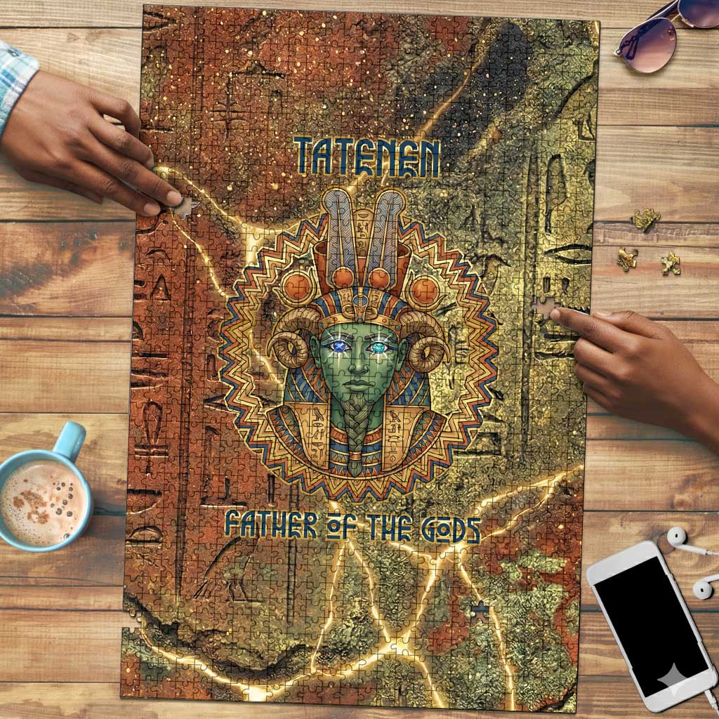 Tatenen Ancient Egyptian Puzzle Father of the Gods Design with Minerals