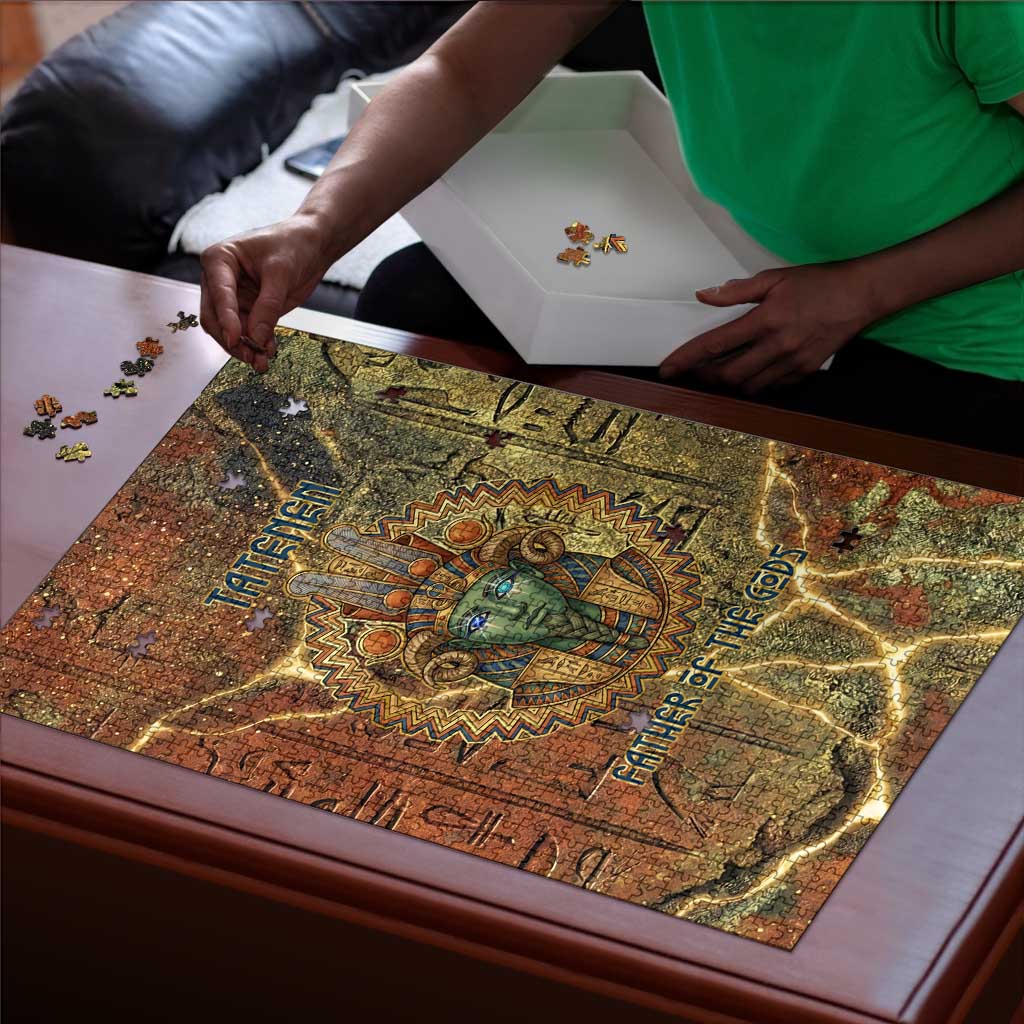 Tatenen Ancient Egyptian Puzzle Father of the Gods Design with Minerals