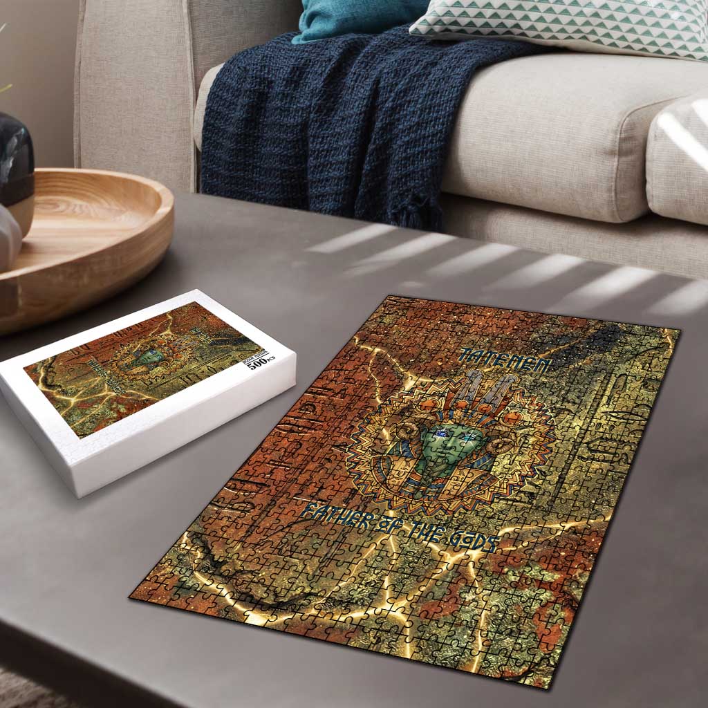 Tatenen Ancient Egyptian Puzzle Father of the Gods Design with Minerals