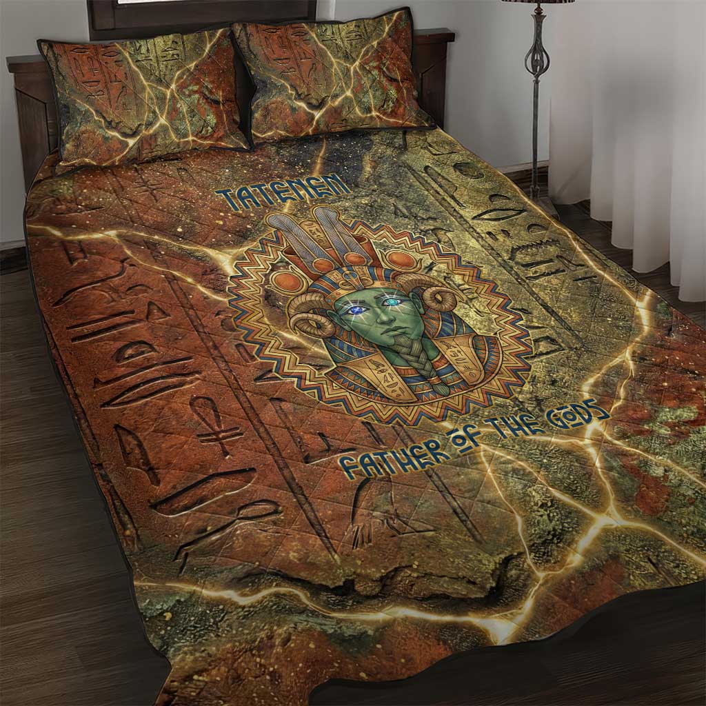 Tatenen Ancient Egyptian Quilt Bed Set Father of the Gods Design with Minerals