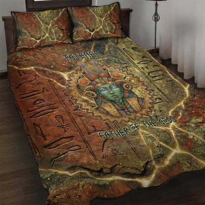 Tatenen Ancient Egyptian Quilt Bed Set Father of the Gods Design with Minerals