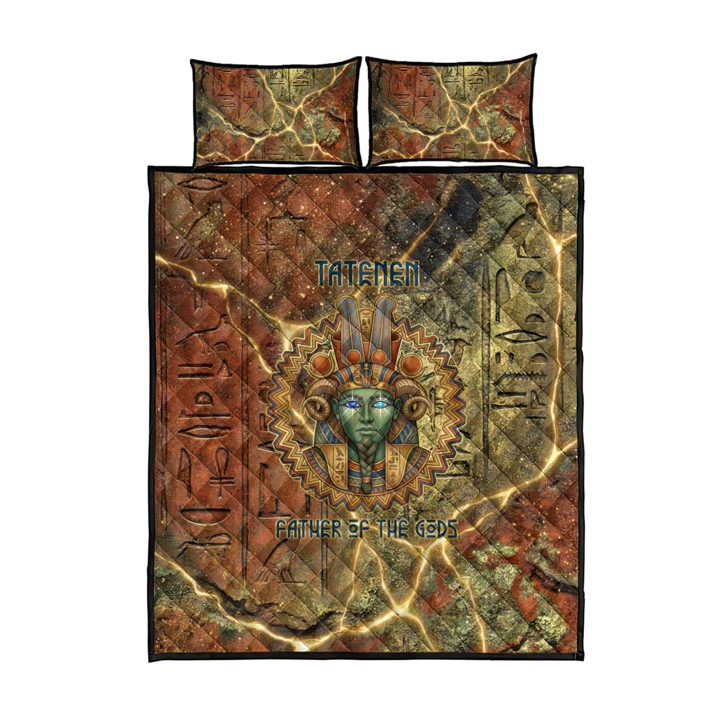 Tatenen Ancient Egyptian Quilt Bed Set Father of the Gods Design with Minerals