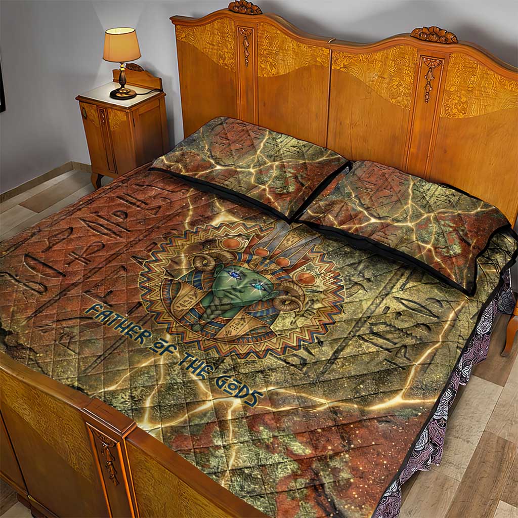 Tatenen Ancient Egyptian Quilt Bed Set Father of the Gods Design with Minerals