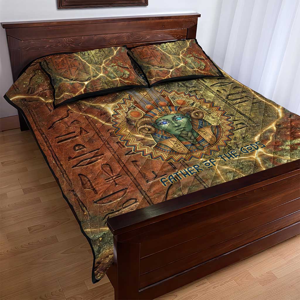 Tatenen Ancient Egyptian Quilt Bed Set Father of the Gods Design with Minerals