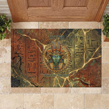 Tatenen Ancient Egyptian Rubber Doormat Father of the Gods Design with Minerals