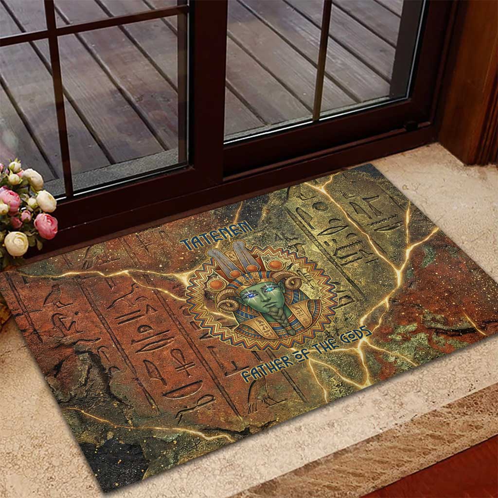 Tatenen Ancient Egyptian Rubber Doormat Father of the Gods Design with Minerals