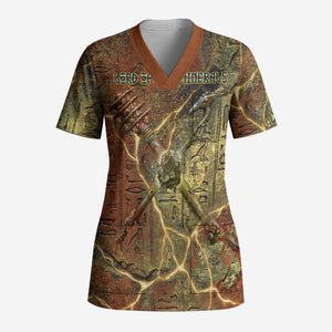 Tatenen Ancient Egyptian Scrub Top Father of the Gods Design with Minerals