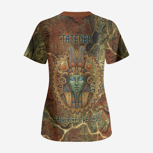 Tatenen Ancient Egyptian Scrub Top Father of the Gods Design with Minerals