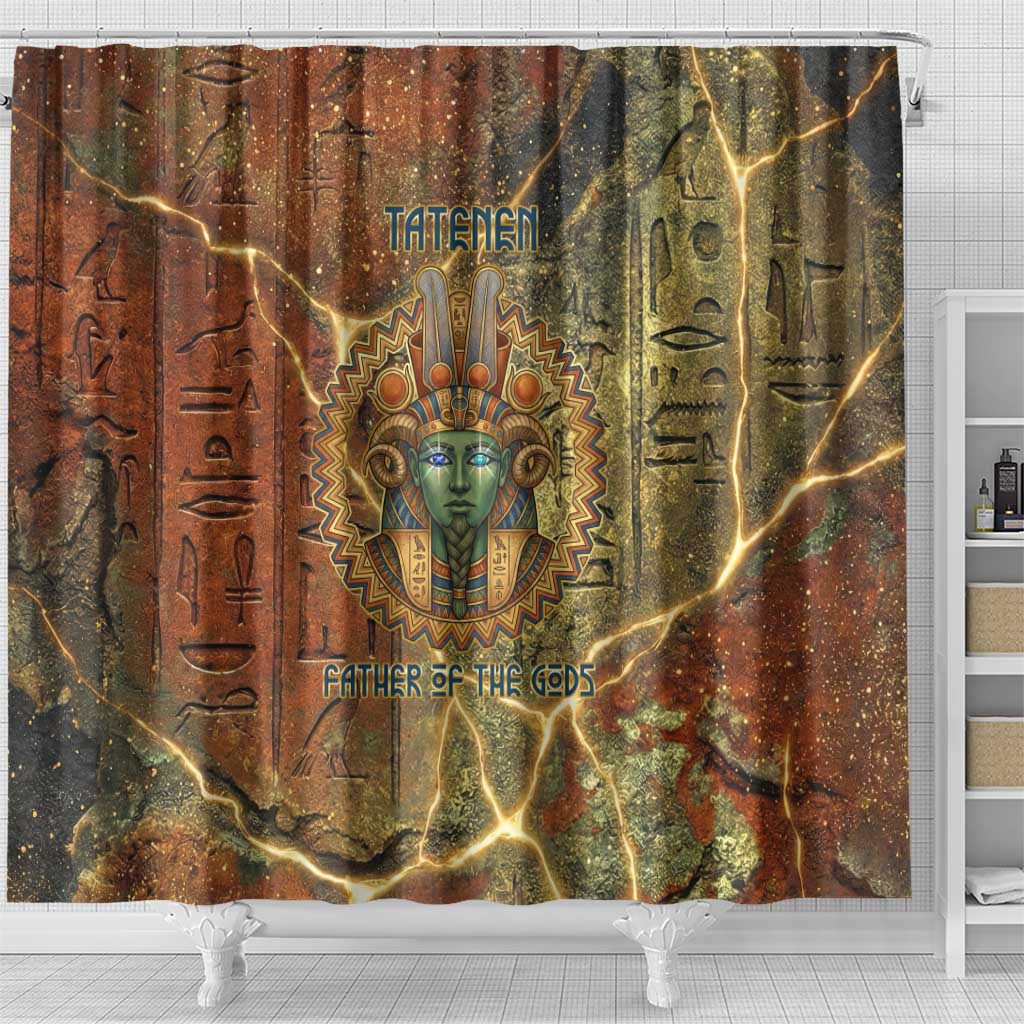 Tatenen Ancient Egyptian Shower Curtain Father of the Gods Design with Minerals