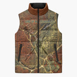 Tatenen Ancient Egyptian Sleeveless Puffer Jacket Father of the Gods Design with Minerals