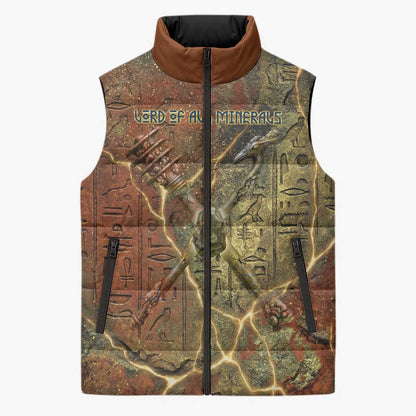 Tatenen Ancient Egyptian Sleeveless Puffer Jacket Father of the Gods Design with Minerals