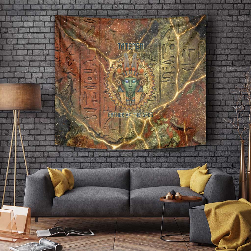Tatenen Ancient Egyptian Tapestry Father of the Gods Design with Minerals