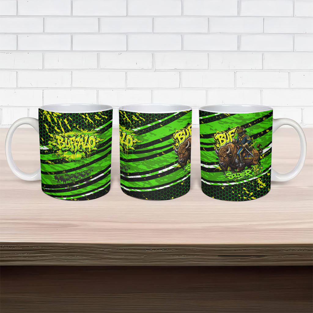 Buffalo Soldiers 10th Cavalry Regiment Ceramic Mug Graffiti Urban Streetwear Style Graphic Art