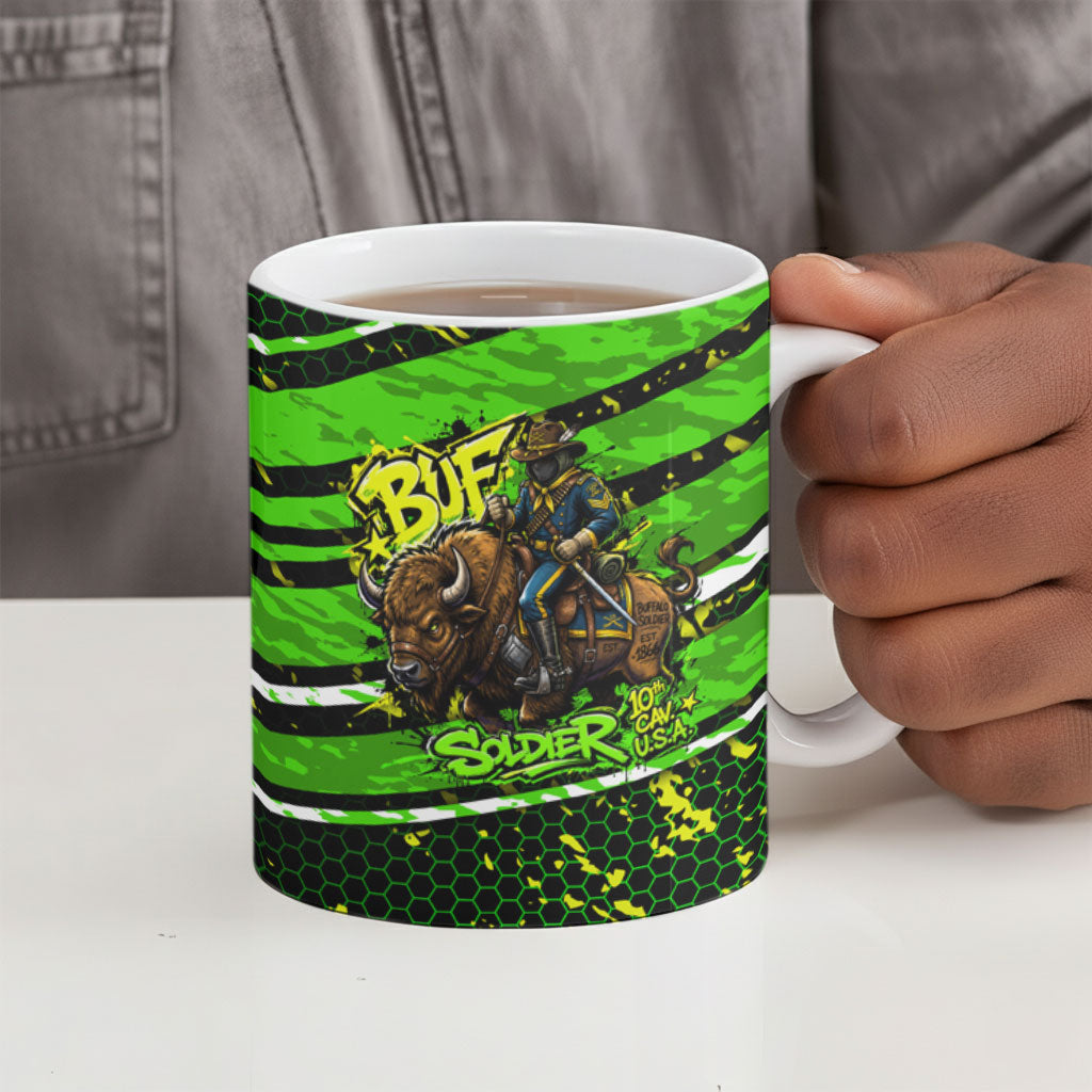 Buffalo Soldiers 10th Cavalry Regiment Ceramic Mug Graffiti Urban Streetwear Style Graphic Art