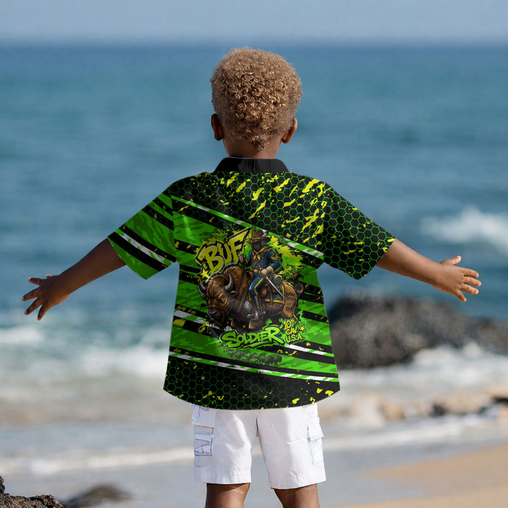 Buffalo Soldiers 10th Cavalry Regiment Kid Hawaiian Shirt Graffiti Urban Streetwear Style Graphic Art