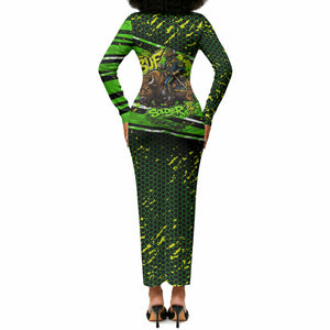 Buffalo Soldiers 10th Cavalry Regiment Long Sleeve Bodycon Dress Graffiti Urban Streetwear Style Graphic Art