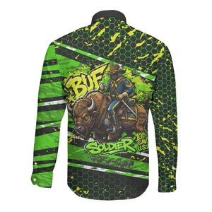 Buffalo Soldiers 10th Cavalry Regiment Long Sleeve Button Shirt Graffiti Urban Streetwear Style Graphic Art