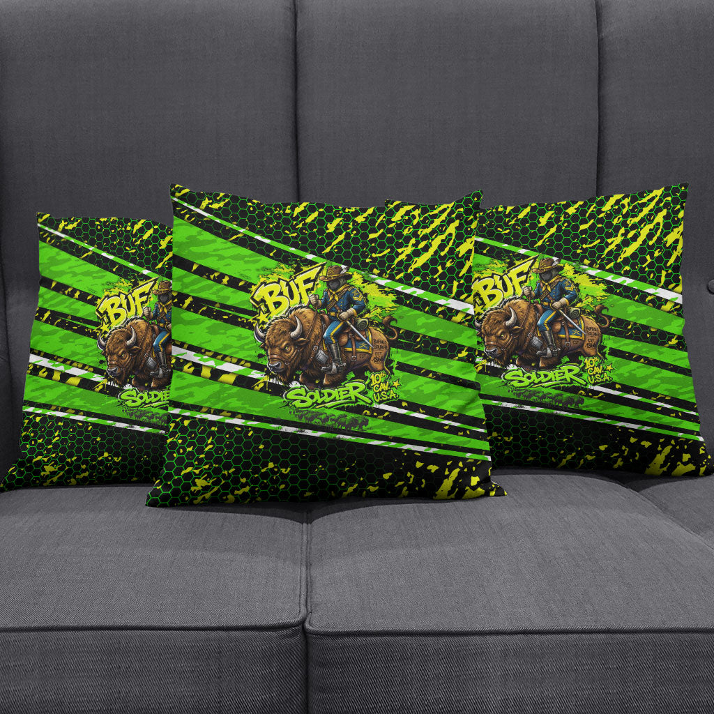 Buffalo Soldiers 10th Cavalry Regiment Pillow Cover Graffiti Urban Streetwear Style Graphic Art