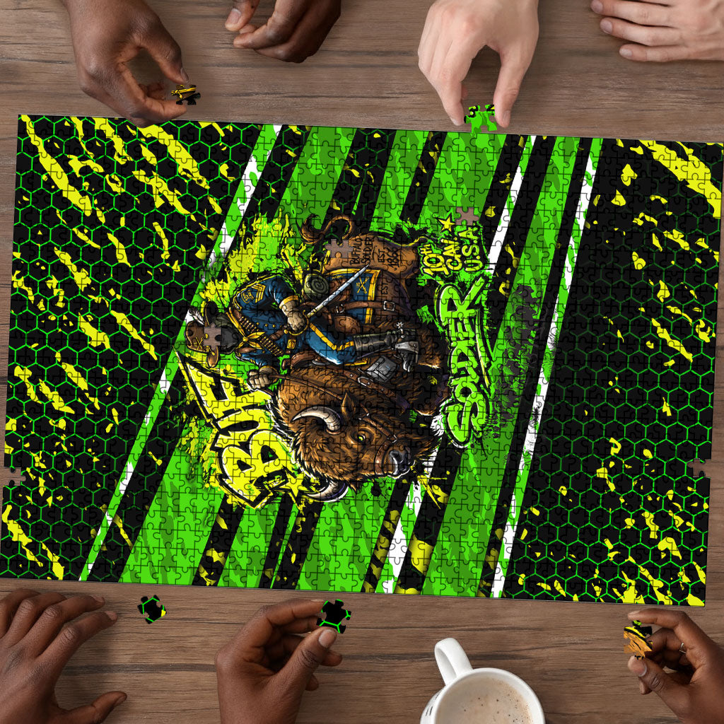 Buffalo Soldiers 10th Cavalry Regiment Puzzle Graffiti Urban Streetwear Style Graphic Art