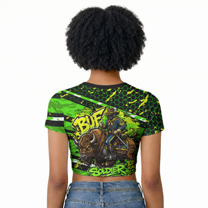 Buffalo Soldiers 10th Cavalry Regiment Raglan Cropped T shirt Graffiti Urban Streetwear Style Graphic Art