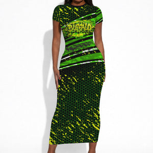 Buffalo Soldiers 10th Cavalry Regiment Short Sleeve Bodycon Dress Graffiti Urban Streetwear Style Graphic Art