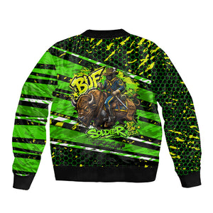 Buffalo Soldiers 10th Cavalry Regiment Sleeve Zip Bomber Jacket Graffiti Urban Streetwear Style Graphic Art