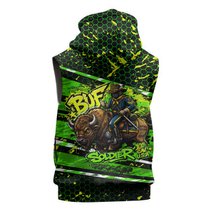 Buffalo Soldiers 10th Cavalry Regiment Sleeveless Hoodie Graffiti Urban Streetwear Style Graphic Art