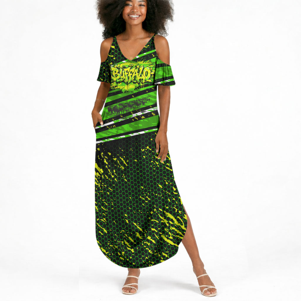 Buffalo Soldiers 10th Cavalry Regiment Summer Maxi Dress Graffiti Urban Streetwear Style Graphic Art