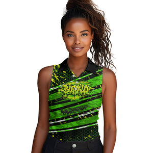 Buffalo Soldiers 10th Cavalry Regiment Women Sleeveless Polo Shirt Graffiti Urban Streetwear Style Graphic Art