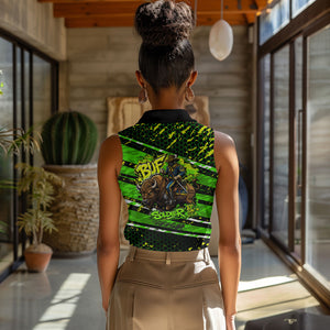 Buffalo Soldiers 10th Cavalry Regiment Women Sleeveless Polo Shirt Graffiti Urban Streetwear Style Graphic Art