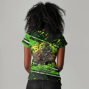 Buffalo Soldiers 10th Cavalry Regiment Women V-Neck T-Shirt Graffiti Urban Streetwear Style Graphic Art