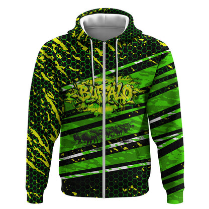 Buffalo Soldiers 10th Cavalry Regiment Zip Hoodie Graffiti Urban Streetwear Style Graphic Art