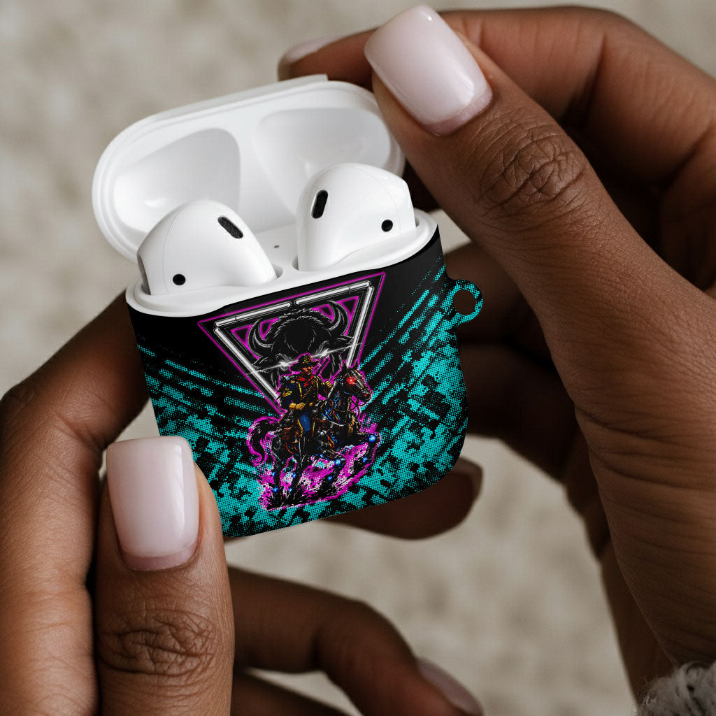 Buffalo Soldiers 9th Cavalry Regiment AirPods Case Cyberpunk Synthwave Neon Futuristic Graphic Art