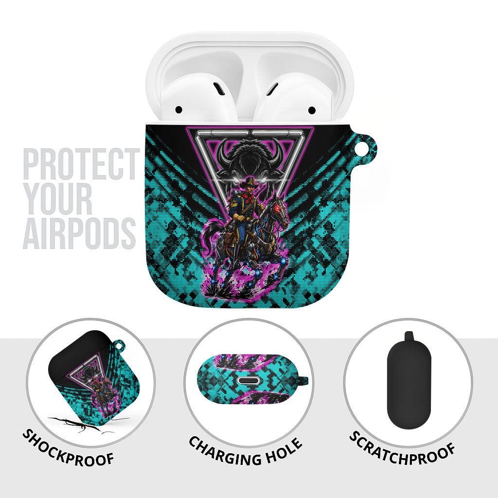 Buffalo Soldiers 9th Cavalry Regiment AirPods Case Cyberpunk Synthwave Neon Futuristic Graphic Art