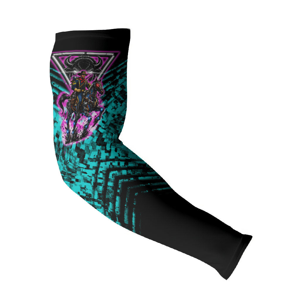 Buffalo Soldiers 9th Cavalry Regiment Arm Sleeves Cyberpunk Synthwave Neon Futuristic Graphic Art