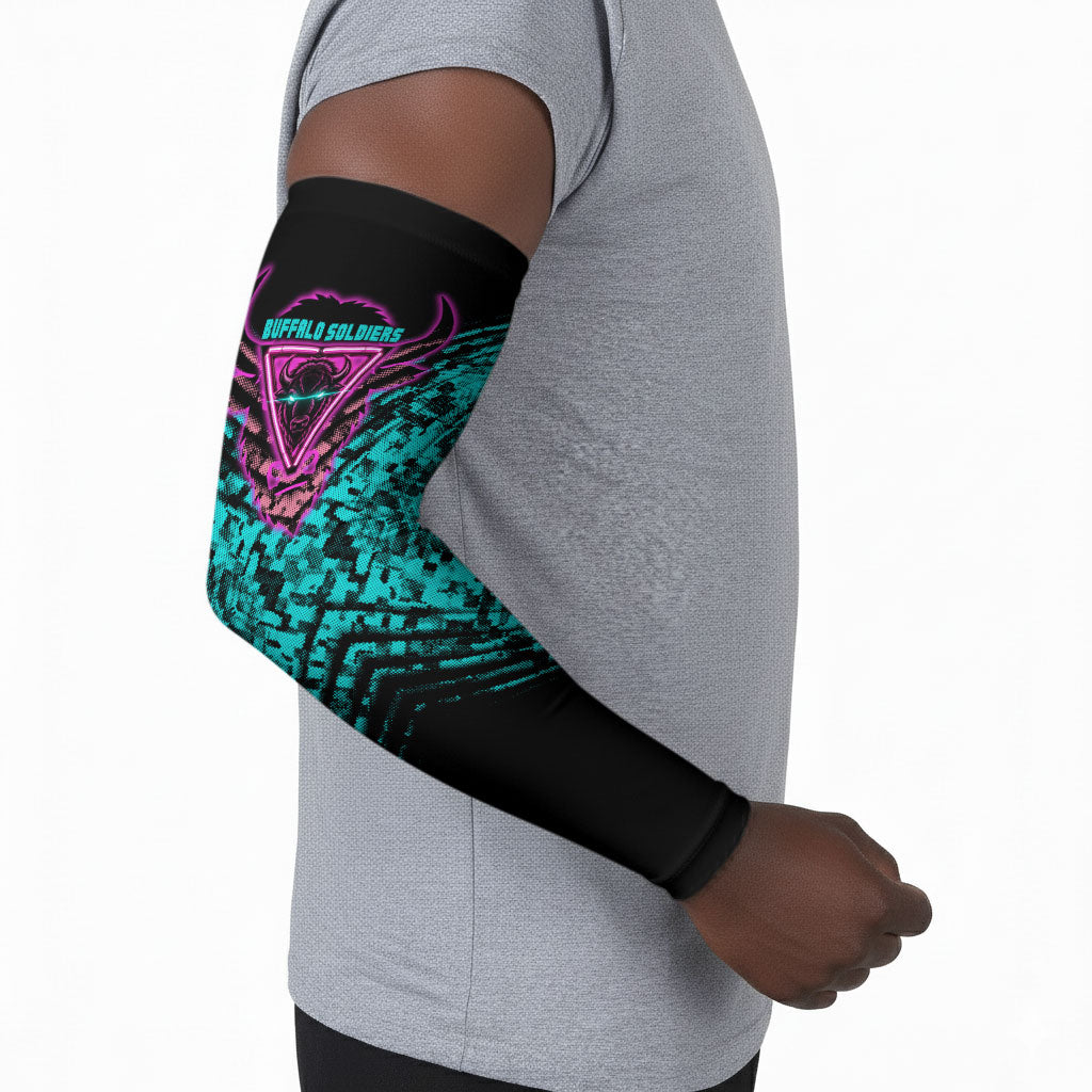 Buffalo Soldiers 9th Cavalry Regiment Arm Sleeves Cyberpunk Synthwave Neon Futuristic Graphic Art