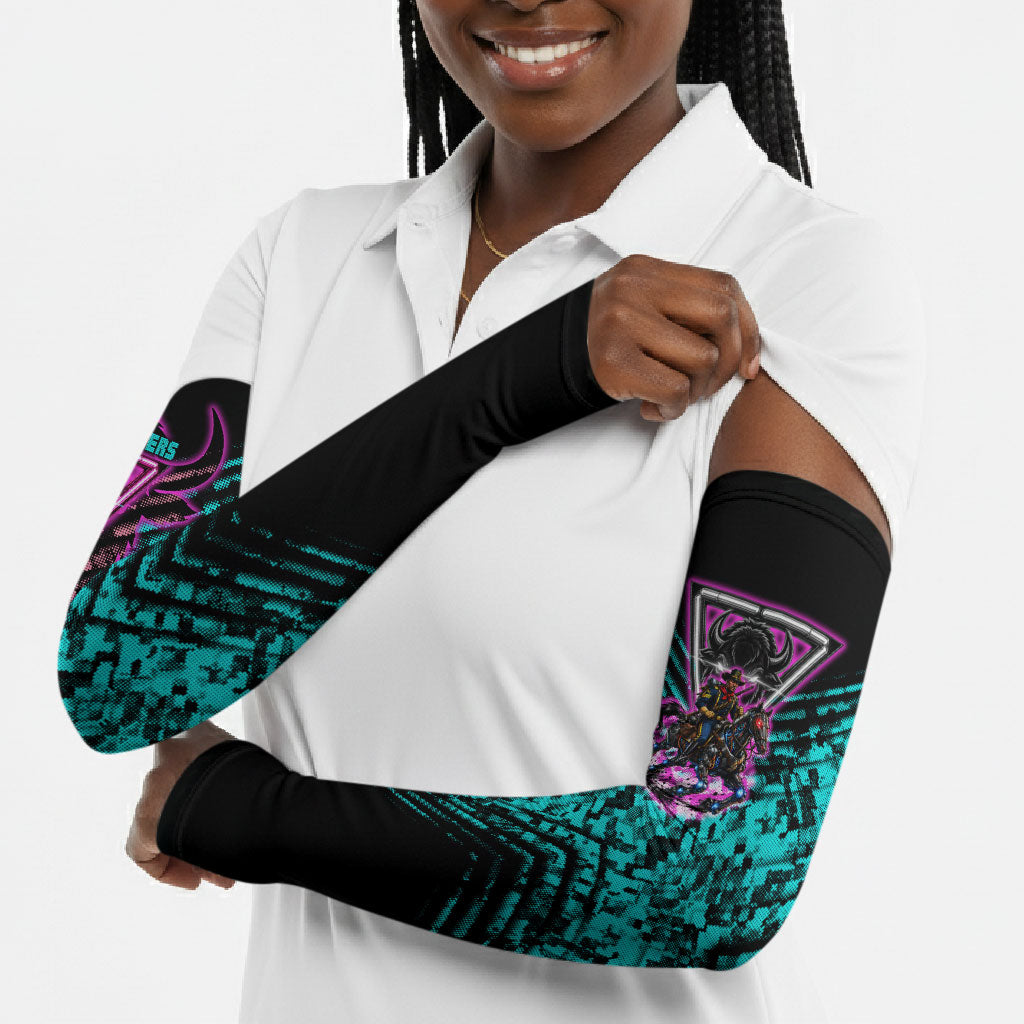Buffalo Soldiers 9th Cavalry Regiment Arm Sleeves Cyberpunk Synthwave Neon Futuristic Graphic Art