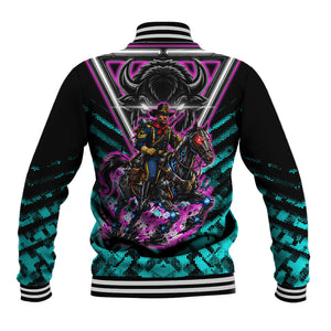 Buffalo Soldiers 9th Cavalry Regiment Baseball Jacket Cyberpunk Synthwave Neon Futuristic Graphic Art