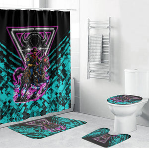 Buffalo Soldiers 9th Cavalry Regiment Bathroom Set Cyberpunk Synthwave Neon Futuristic Graphic Art