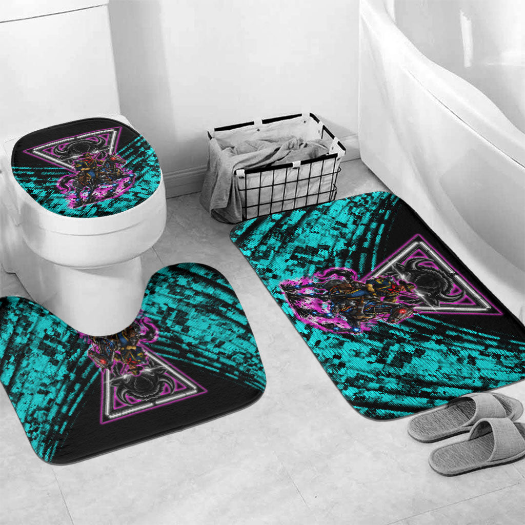 Buffalo Soldiers 9th Cavalry Regiment Bathroom Set Cyberpunk Synthwave Neon Futuristic Graphic Art