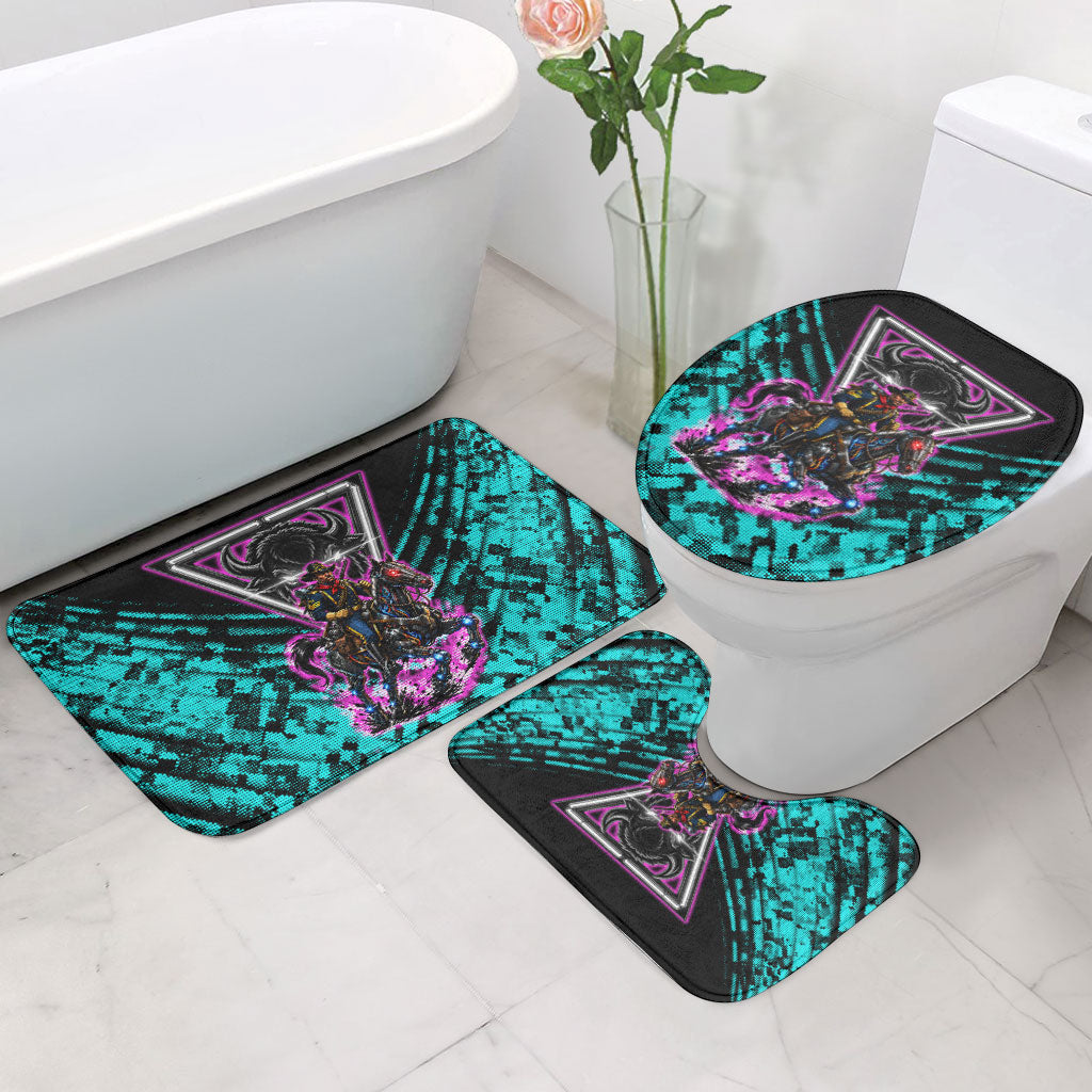 Buffalo Soldiers 9th Cavalry Regiment Bathroom Set Cyberpunk Synthwave Neon Futuristic Graphic Art