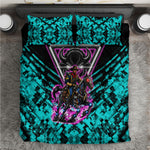 Buffalo Soldiers 9th Cavalry Regiment Bedding Set Cyberpunk Synthwave Neon Futuristic Graphic Art