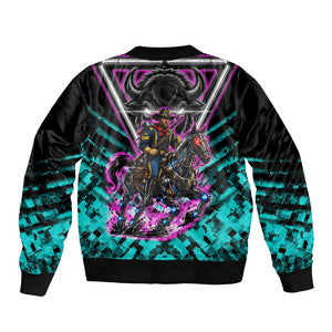 Buffalo Soldiers 9th Cavalry Regiment Bomber Jacket Cyberpunk Synthwave Neon Futuristic Graphic Art