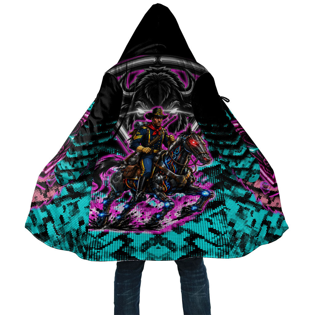 Buffalo Soldiers 9th Cavalry Regiment Cloak Cyberpunk Synthwave Neon Futuristic Graphic Art