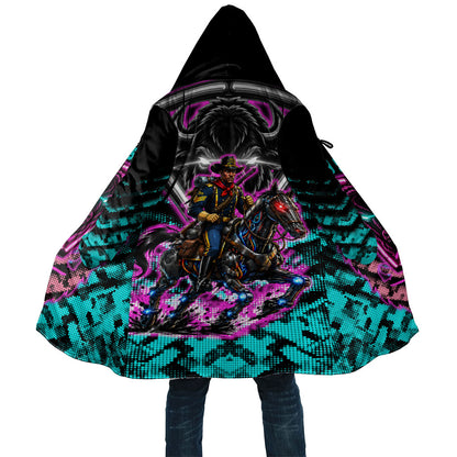 Buffalo Soldiers 9th Cavalry Regiment Cloak Cyberpunk Synthwave Neon Futuristic Graphic Art